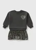 Girls Charcoal Leopard 2 In 1 Sweater Dress (1-7yrs) - 1-1.5 Yrs Image 1