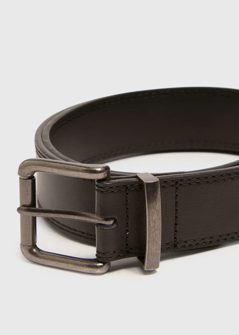 Black Leather Jeans Belt - Small Image 2