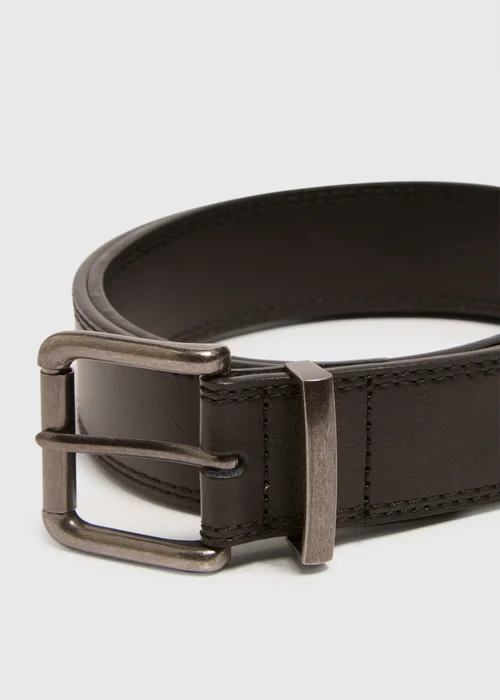 Black Leather Jeans Belt - Small Image 2