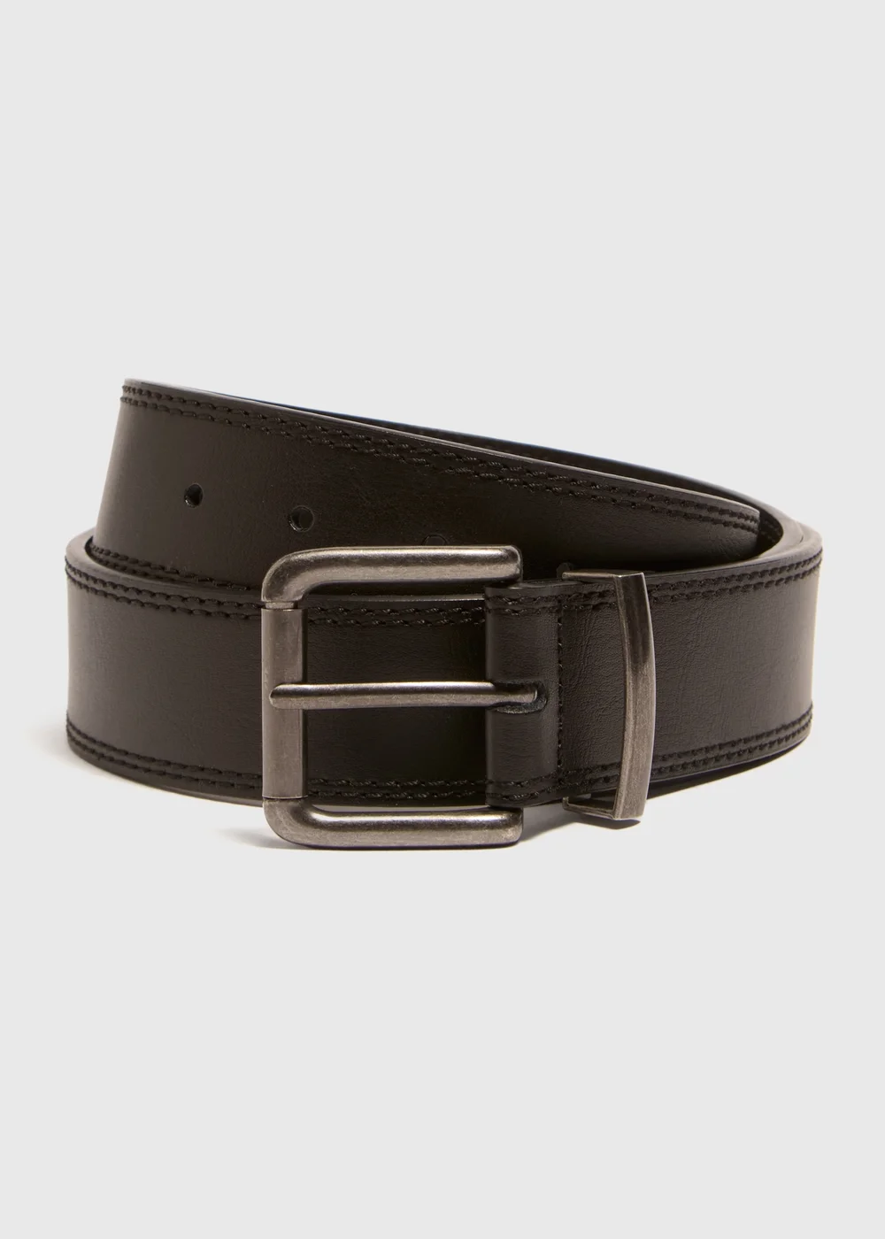 Black Leather Jeans Belt - Small Image 1