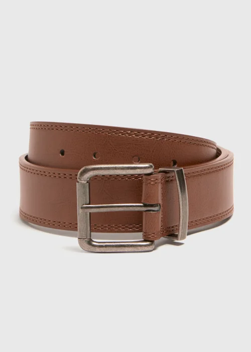 Brown Leather Jeans Belt - Small Image 1