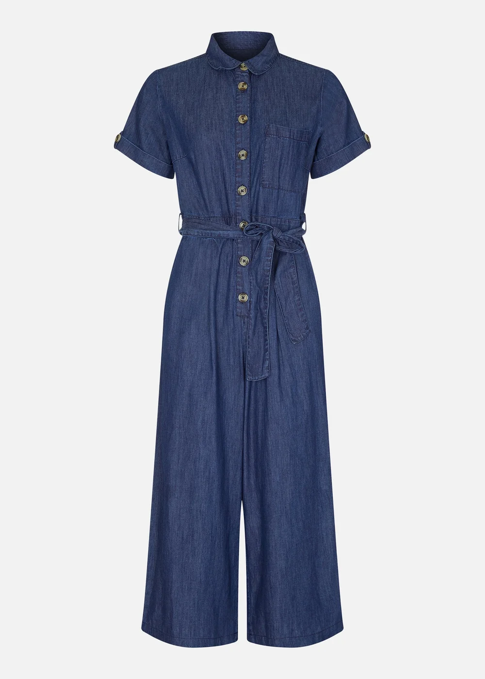 Yumi Navy Cotton Denim Jumpsuit - Size 8 Image 2