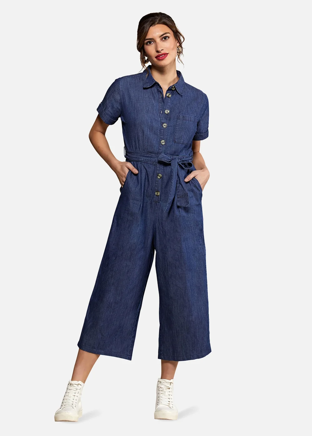 Yumi Navy Cotton Denim Jumpsuit - Size 8 Image 1