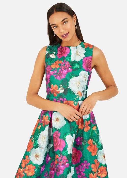 Yumi Green Floral Skater Dress - 10 Image 2