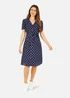 Yumi Navy Spot Retro Shirt Dress - 18 Image 1