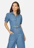 Yumi Blue Cotton Chambray Button Up Jumpsuit - Size 14 Image 2