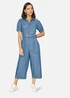 Yumi Blue Cotton Chambray Button Up Jumpsuit - Size 14 Image 1