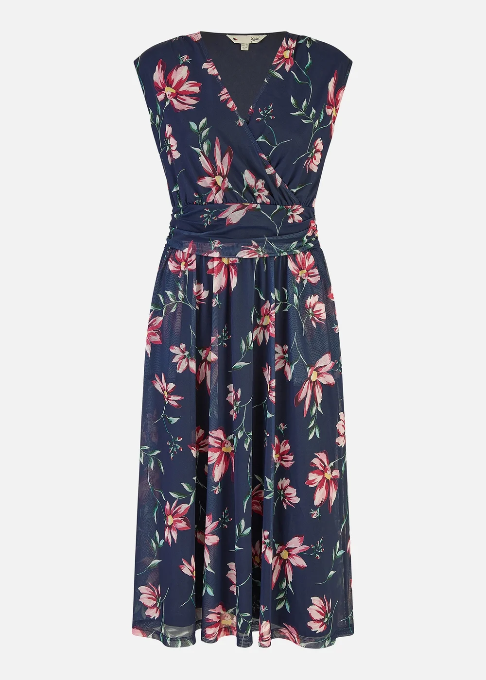 Yumi Navy Floral Print Midi Skater Dress - 22 Image 3