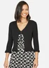Yumi Black Tie Up Ribbed Cardigan With Frill Hem - Large Image 2