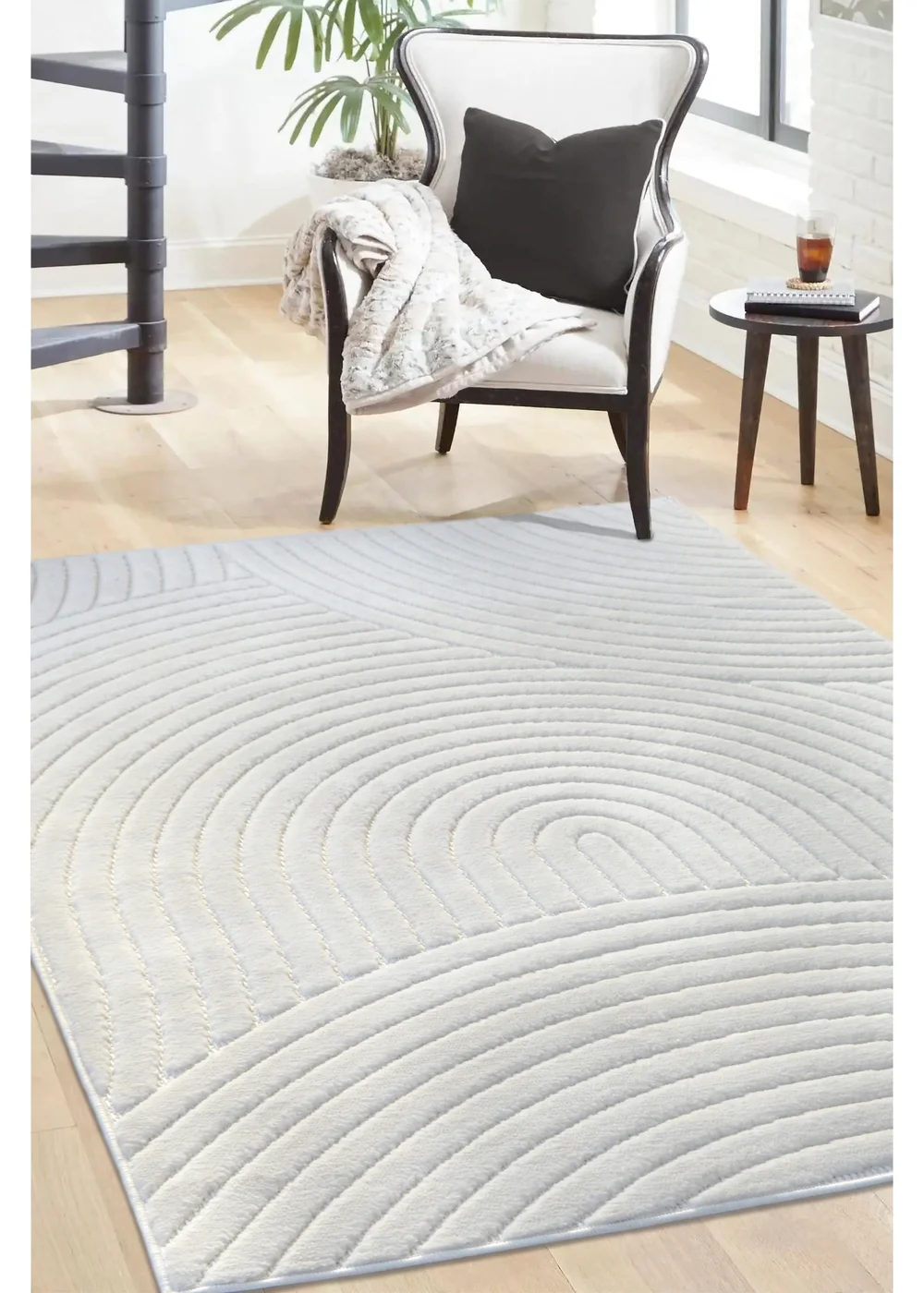 Homemaker Malmo White Curves Rug - 120 x 170 Image 1