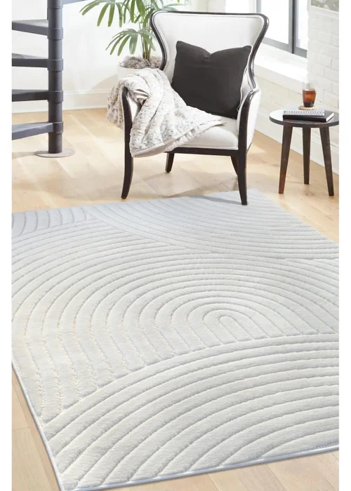 Homemaker Malmo White Curves Rug - 120 x 170 Image 1