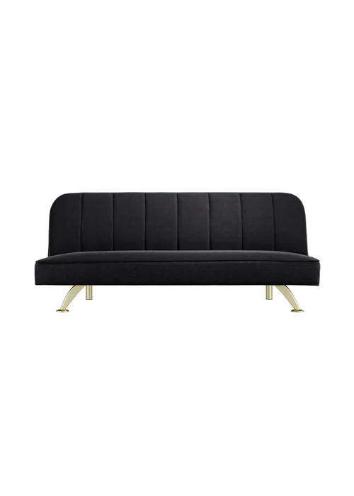 Aura Napoleonville Black Velvet/Brushed Gold Sofa Bed - One Size Image 1