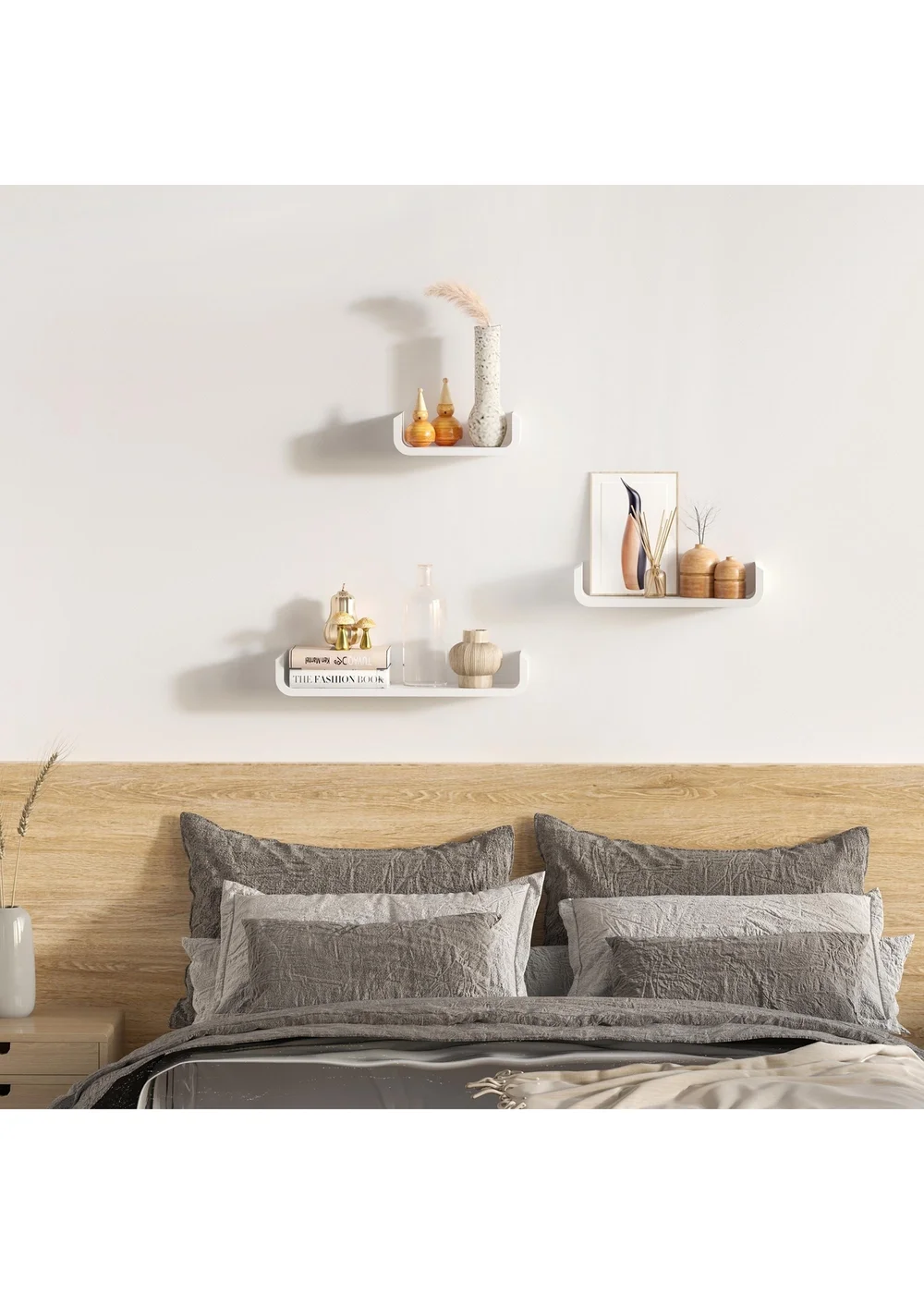 HOMCOM White U Shaped Shelf Set (60cm x 15cm x 10cm) - One Size Image 1