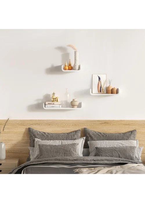 HOMCOM White U Shaped Shelf Set (60cm x 15cm x 10cm) - One Size Image 1