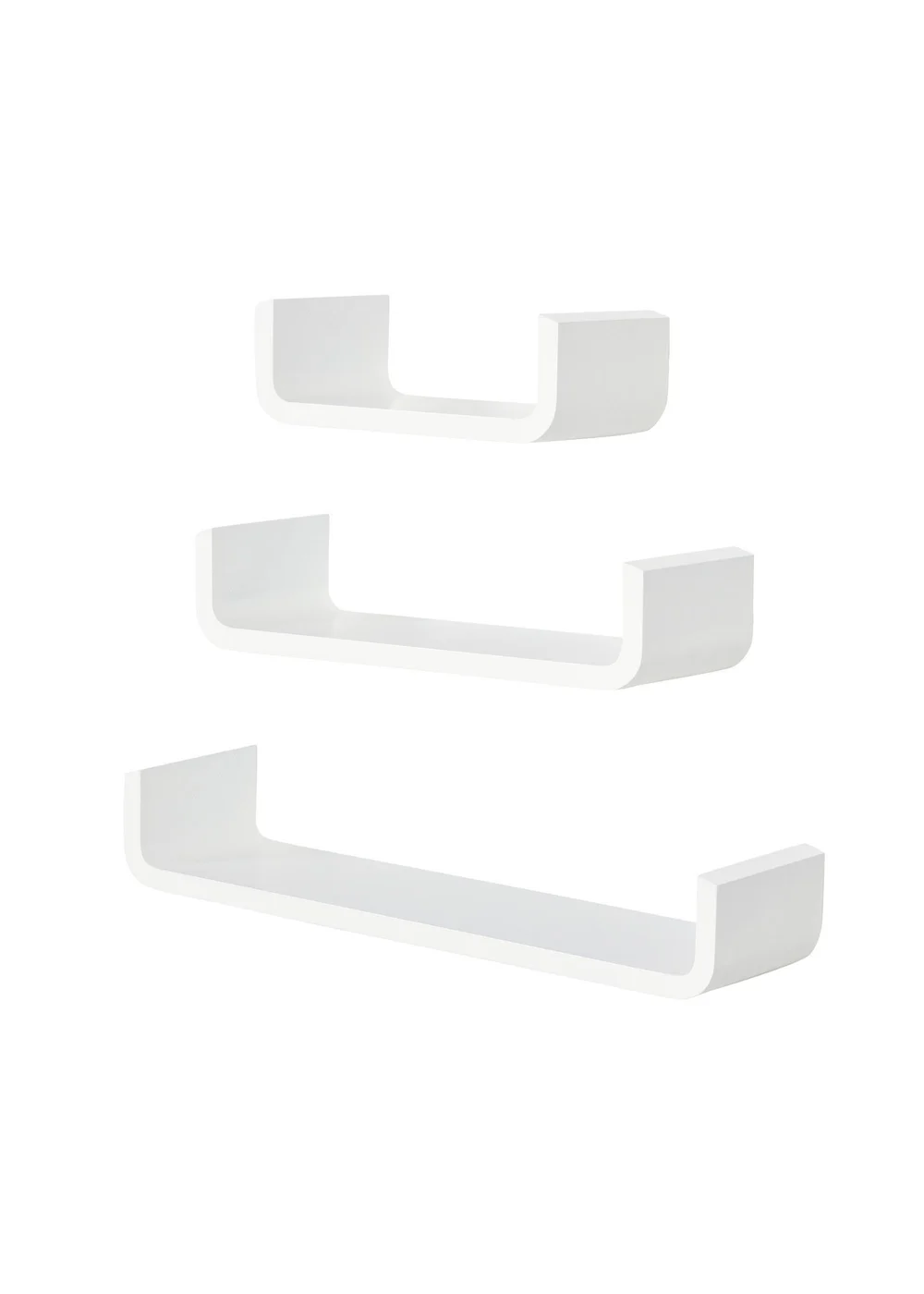 HOMCOM White U Shaped Shelf Set (60cm x 15cm x 10cm) - One Size Image 2