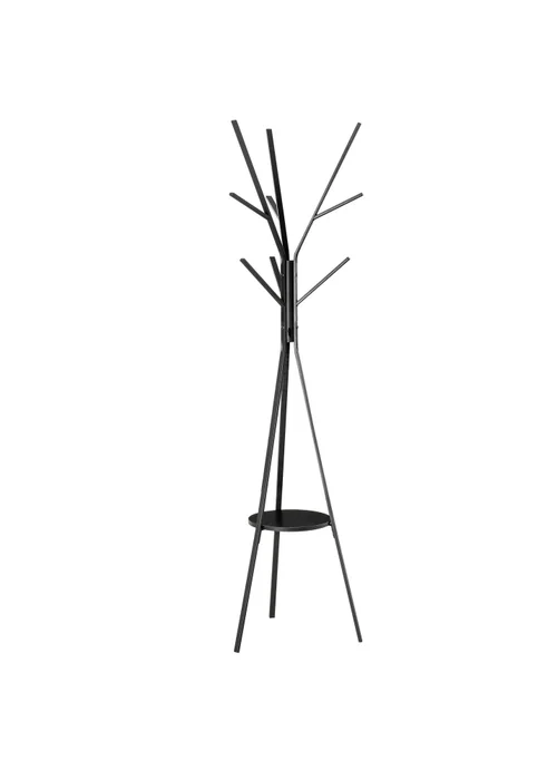 HOMCOM Black Free Standing Coat Rack (45cm x 45cm x 180cm) - One Size Image 2