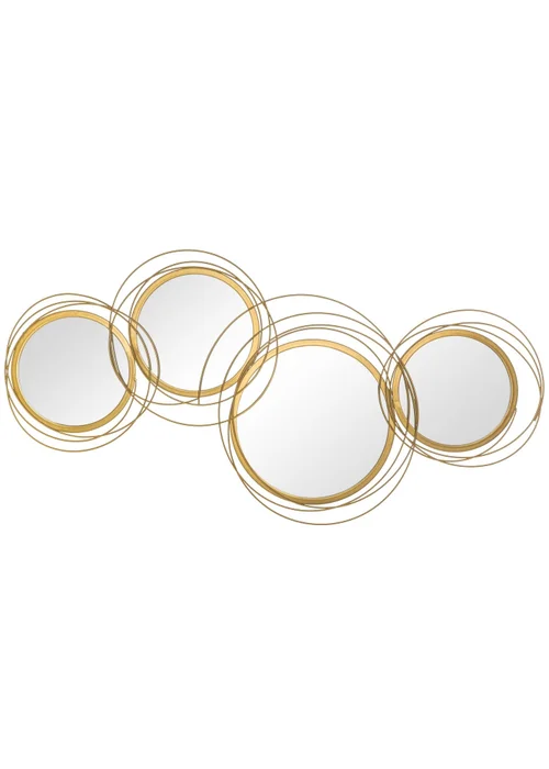 HOMCOM Gold Wall Art Decorative Mirror (107cm x 56cm x 4cm) - One Size Image 2