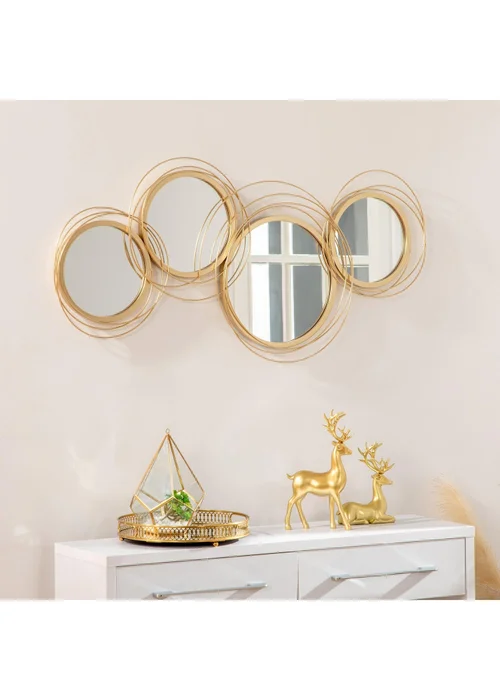 HOMCOM Gold Wall Art Decorative Mirror (107cm x 56cm x 4cm) - One Size Image 1