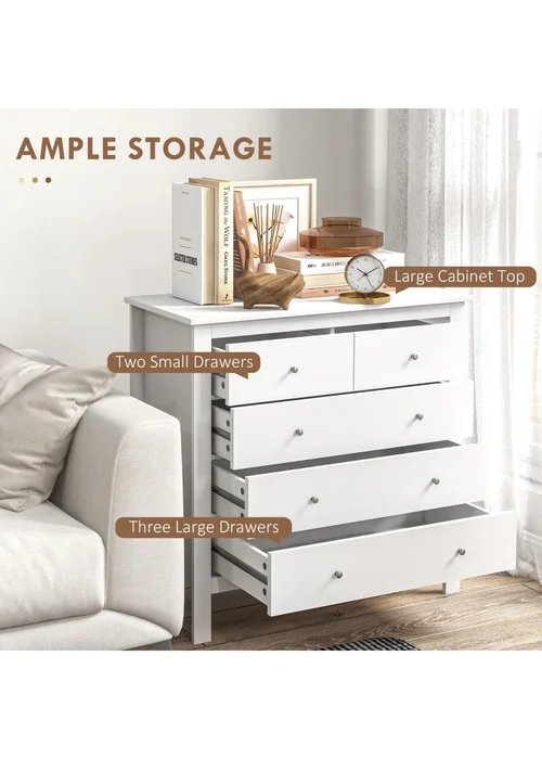 HOMCOM White Modern Chest Of Drawers (79cm x 39.5cm x 80.5cm) - One Size Image 4