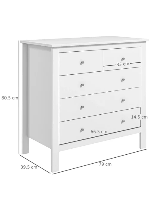 HOMCOM White Modern Chest Of Drawers (79cm x 39.5cm x 80.5cm) - One Size Image 3