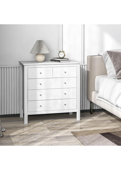 HOMCOM White Modern Chest Of Drawers (79cm x 39.5cm x 80.5cm) - One Size Image 1
