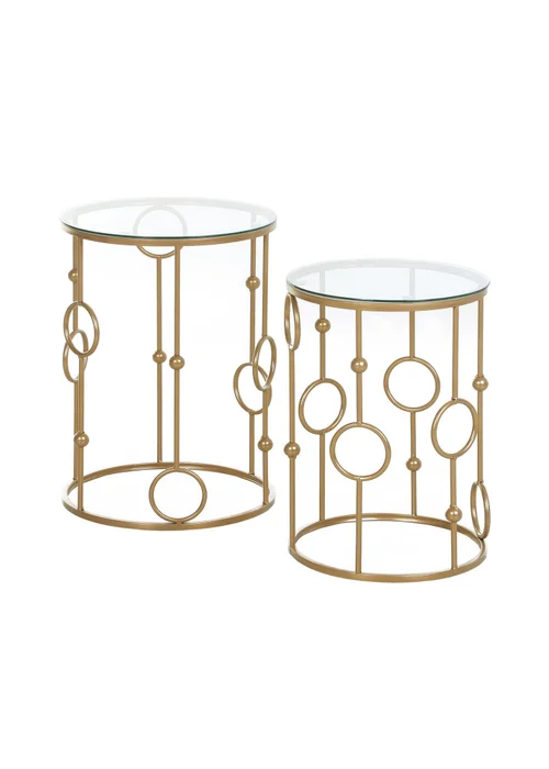 HOMCOM Gold Nesting Coffee Table Set of 2 (41cm x 41cm x 57cm) - One Size Image 2