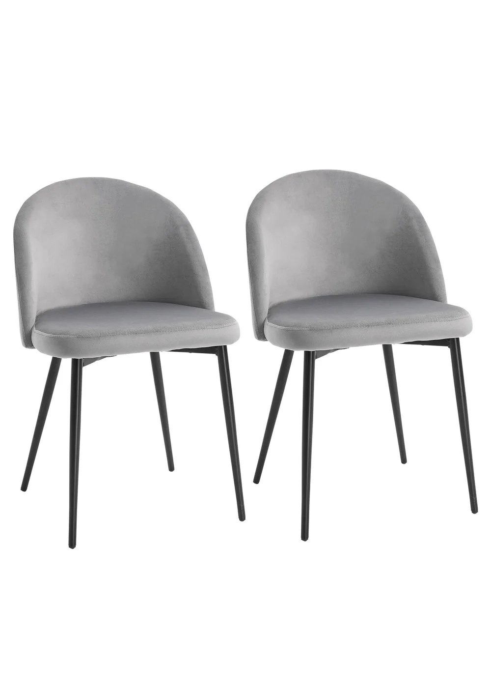 HOMCOM Grey Upholstered Fabric Dining Chairs Set of 2 (49cm x 50cm x 77cm) - One Size Image 2