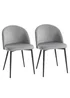 HOMCOM Grey Upholstered Fabric Dining Chairs Set of 2 (49cm x 50cm x 77cm) - One Size Image 2