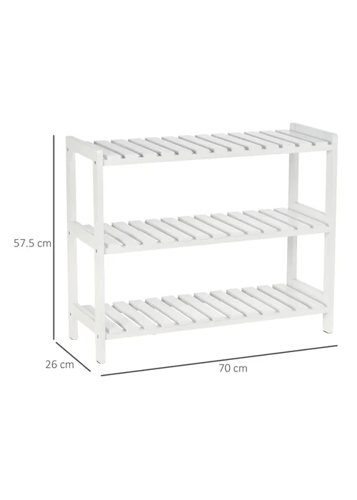 HOMCOM White 3-Tier Shoe Rack (70cm x 26cm x 57.5cm) - One Size Image 3
