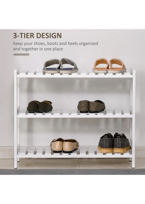 HOMCOM White 3-Tier Shoe Rack (70cm x 26cm x 57.5cm) - One Size Image 4