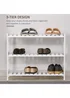 HOMCOM White 3-Tier Shoe Rack (70cm x 26cm x 57.5cm) - One Size Image 4
