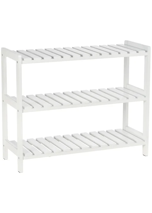 HOMCOM White 3-Tier Shoe Rack (70cm x 26cm x 57.5cm) - One Size Image 2