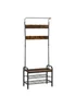 HOMCOM Natural Brown Industrial Coat Rack Stand (72cm x 34cm x 185cm) - One Size Image 2
