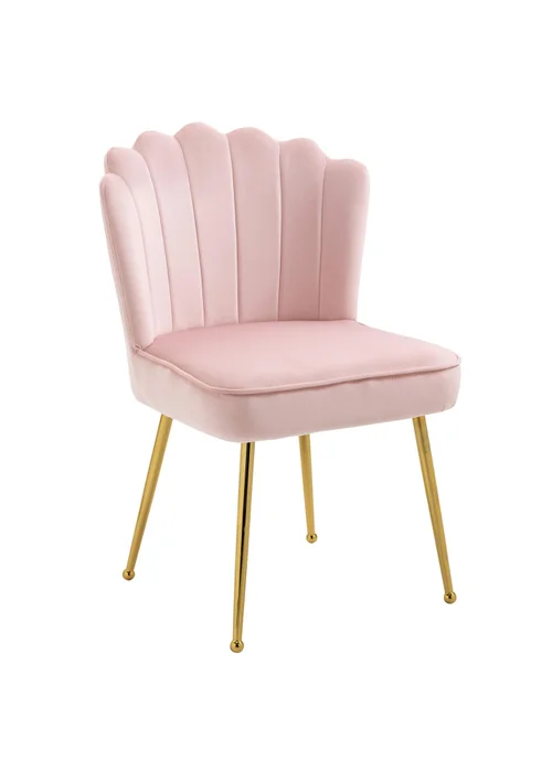 HOMCOM Pink Velvet-Feel Accent Chair (57cm x 58cm x 88cm) - One Size Image 2