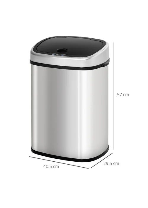 HOMCOM Chrome Sensor Dustbin Touchless Trash Can - One Size Image 3
