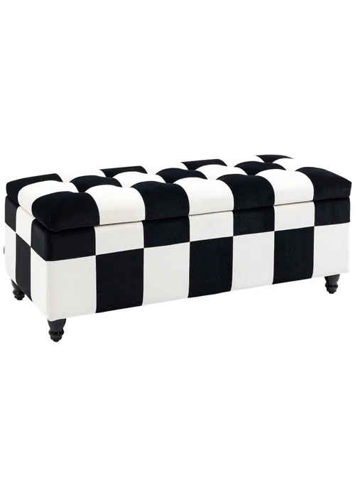 HOMCOM Velvet Storage Ottoman White (114cm x 47cm x 47cm) - One Size Image 2