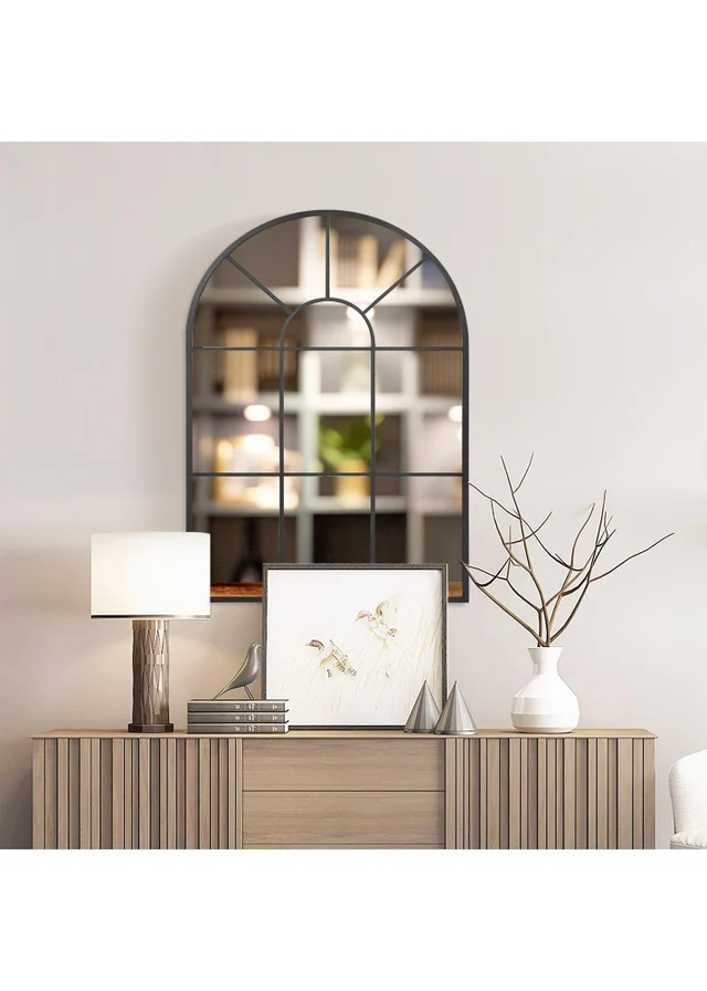 HOMCOM Black Modern Arched Wall Mirror (91cm x 60cm x 2cm)