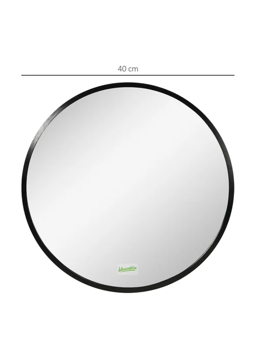 HOMCOM Black Kleankin Round Bathroom Mirror (40cm x 2cm x 40cm) - One Size Image 3