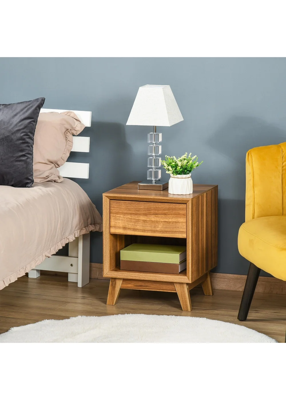 HOMCOM Brown Storage Organizer Bedside Table (40cm x 40cm x 50cm) - No Size Image 1