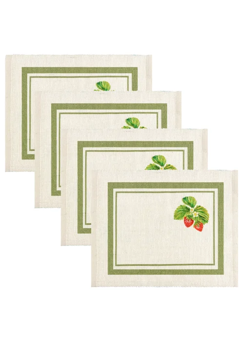 furn. Strawberry Set Of 4 Table Placemats (46 x 36cm) - One Size Image 3