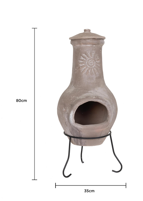 Charles Bentley Outdoor Medium Natural Clay Chiminea Patio Heater (80cm x 35cm) - One Size Image 4