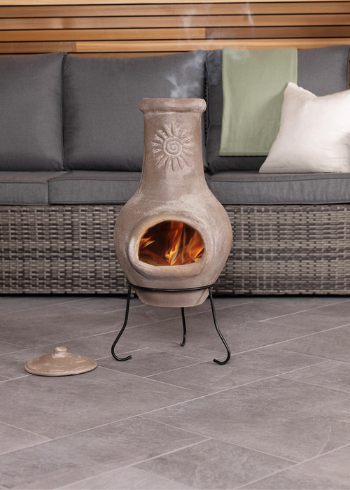 Charles Bentley Outdoor Medium Natural Clay Chiminea Patio Heater (80cm x 35cm) - One Size Image 1