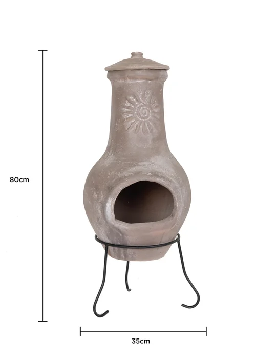 Charles Bentley Outdoor Medium Natural Clay Chiminea Patio Heater (80cm x 35cm) - One Size Image 6