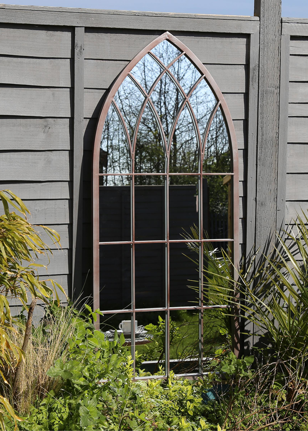 Charles Bentley Decorative Large Outdoor Grey Arch Mirror (115cm x 50cm x 2.5cm) - L Image 1