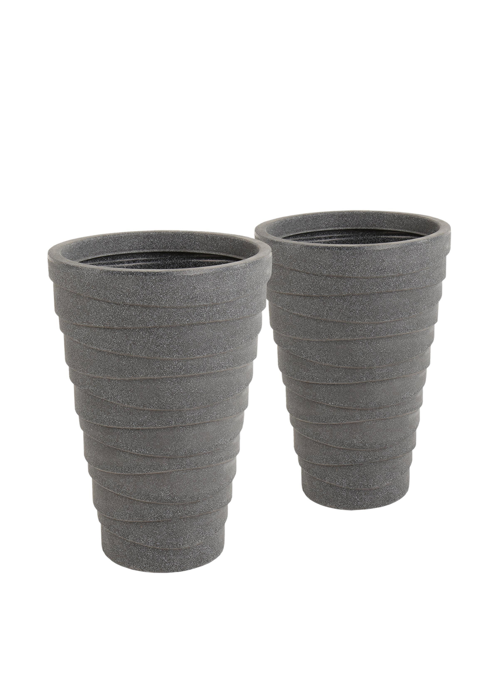 Charles Bentley Grey Pair of Tall Trojan Round Charcoal Plant Pot (Dia. 38cm) - One Size Image 2