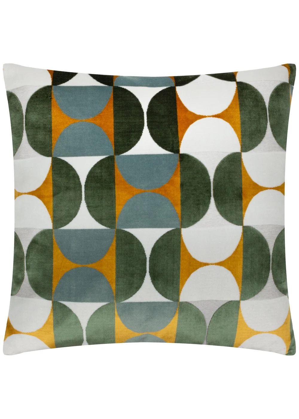 Paoletti Bardot Geometric Jacquard Filled Cushion (50 x 50 x 8cm) Gold/Blue - One Size Image 2