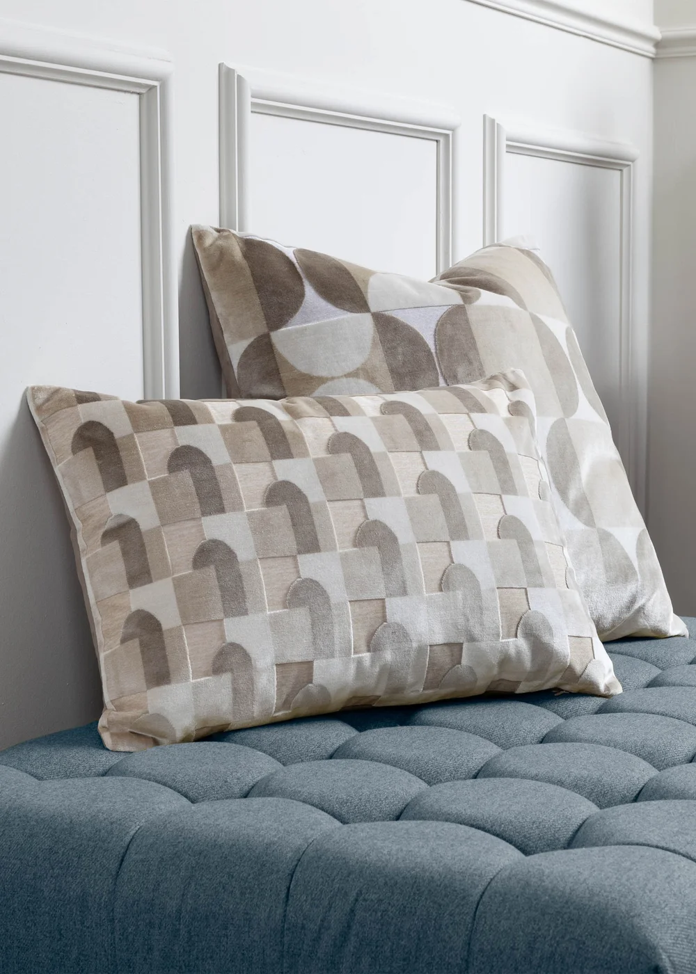 Paoletti Bardot Geometric Jacquard Filled Cushion (50 x 50 x 8cm) Natural - One Size Image 6