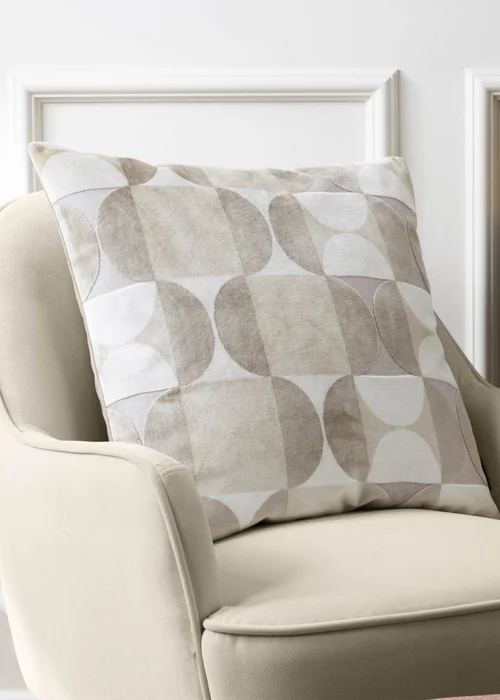 Paoletti Bardot Geometric Jacquard Filled Cushion (50 x 50 x 8cm) Natural - One Size Image 1