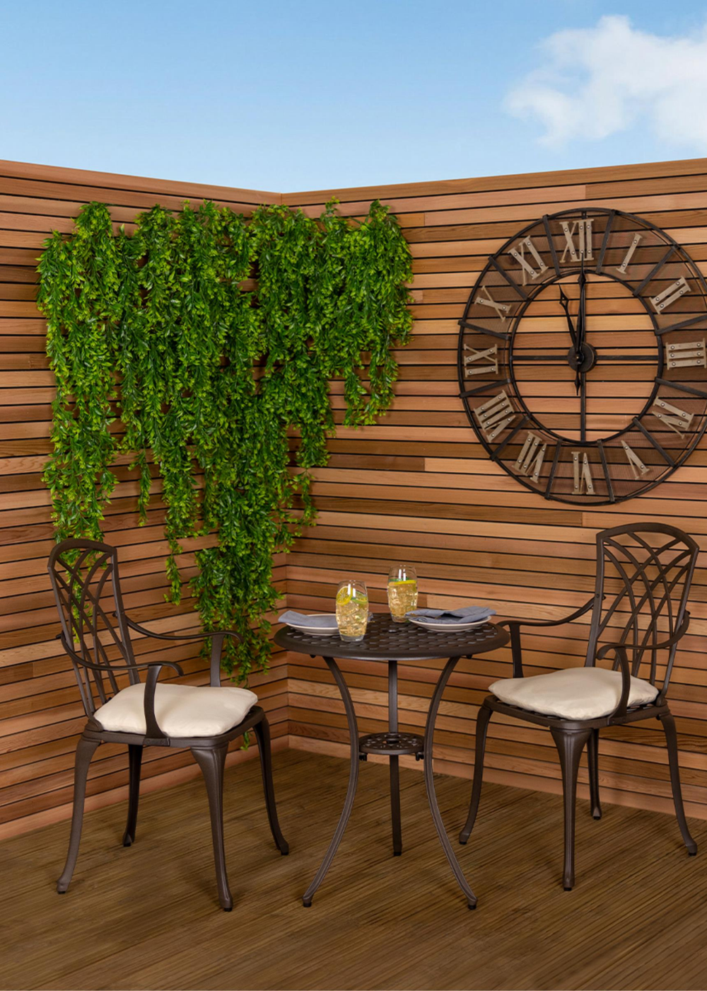 Charles Bentley Furniture Cast Aluminium Bistro Set Black Table & 2 Arm Chairs (3 Piece) - One Size Image 1