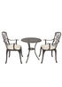 Charles Bentley Furniture Cast Aluminium Bistro Set Black Table & 2 Arm Chairs (3 Piece) - One Size Image 3